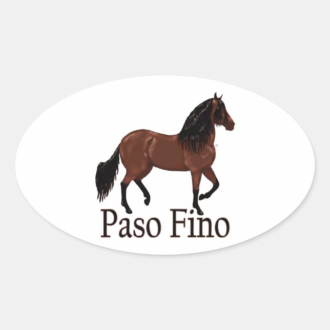 Pegatina Ovalada Paso Fino Bay "Paso Fino" (Anverso)