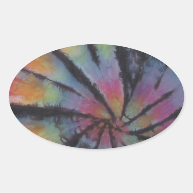 Pegatina Ovalada Pastel Espiral Swirl Tie Dye (Anverso)