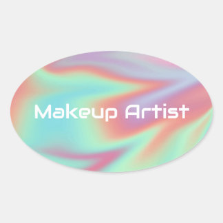 Pegatina Ovalada Pastel Holographic Swirl Abstract