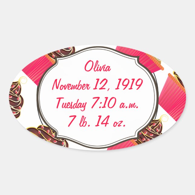 Pegatina Ovalada Pasteles (Anverso)