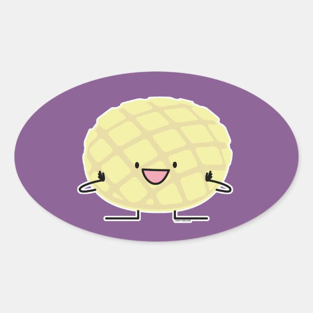 Pegatina Ovalada Patisserie dulce del pan del concha japonés de la (Anverso)