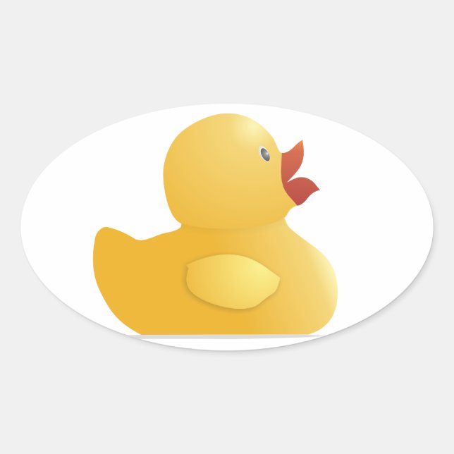 Pegatina Ovalada Pato de goma amarillo (Anverso)