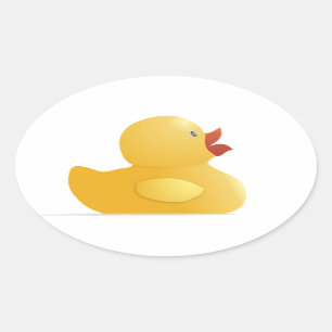 Pegatina Ovalada Pato de goma amarillo