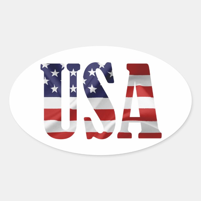 Pegatina Ovalada Patriótico de Estados Unidos (Anverso)
