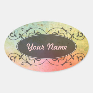Pegatina Ovalada Patrón de ART antiguos para su diseño