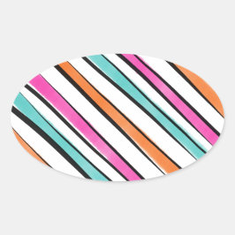 Pegatina Ovalada Patrón de banda de color de agua simple