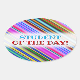 Pegatina Ovalada Patrón de bandas multicolores vibrantes y ecológic