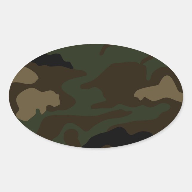 Pegatina Ovalada patrón de camuflaje militar (Anverso)