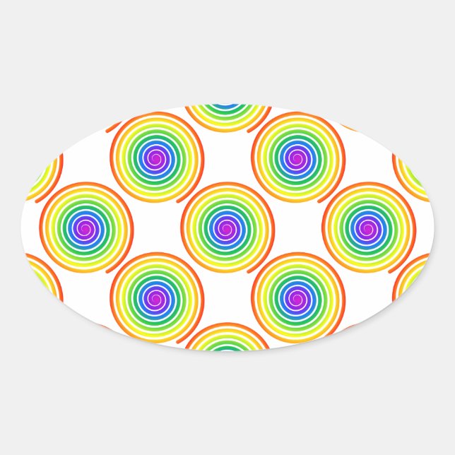 Pegatina Ovalada Patrón de espiral arcoiris (Anverso)