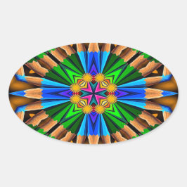 Pegatina Ovalada Patrón de flores abstractas únicas