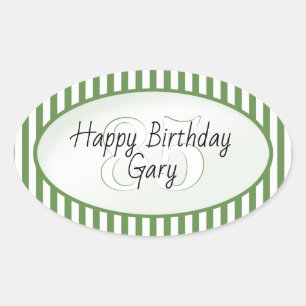 Pegatina Ovalada Patrón de franjas simples de color blanco/verde de