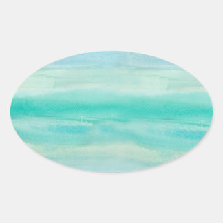 Pegatina Ovalada Patrón de lavado de color azul de color ocmbre