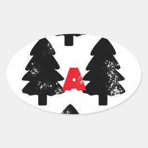 Pegatina Ovalada Patrón de plantar un árbol