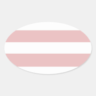 Pegatina Ovalada Patrón de rayas blancas rosadas modernas