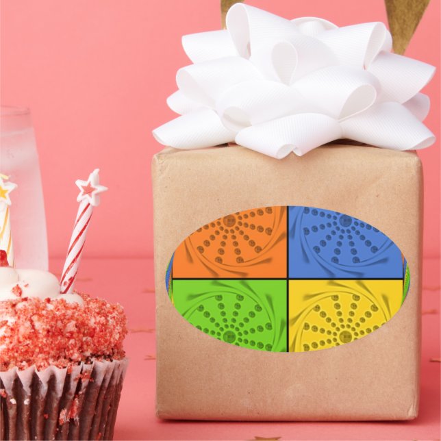 Pegatina Ovalada Patrón de tejido conjunto sin soldadura egipcio (Fiesta)