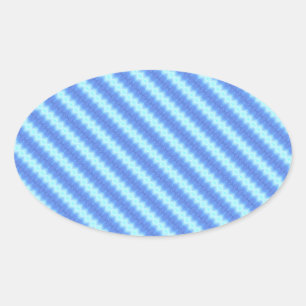 Pegatina Ovalada Patrón de textura de banda de crochet de Knit azul