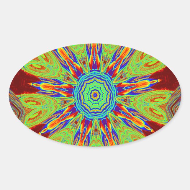 Pegatina Ovalada Patrón étnico asiático-africano (Anverso)