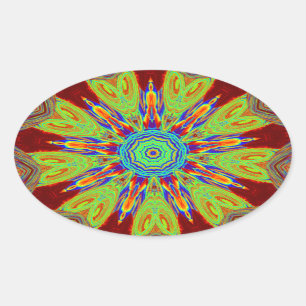 Pegatina Ovalada Patrón étnico asiático-africano
