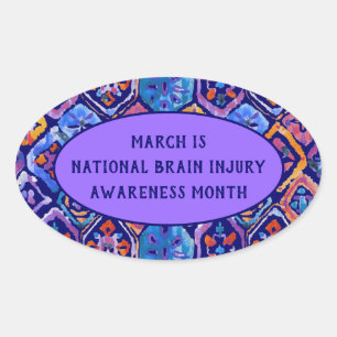 Pegatina Ovalada Patrón Ikat de la Marina Naranja azul acuarela