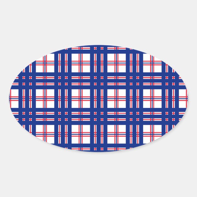 Pegatina Ovalada Patrón revestido rojo azul blanco (Anverso)