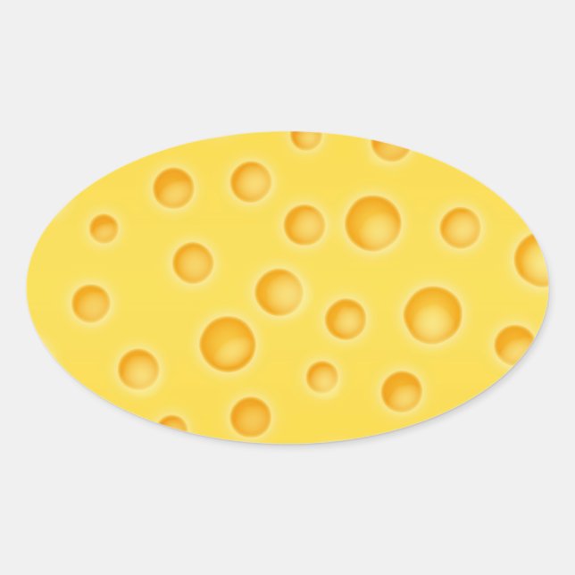 Pegatina Ovalada Patrón suizo de textura con queso Cheezy (Anverso)