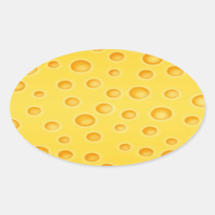 Pegatina Ovalada Patrón suizo de textura con queso Cheezy