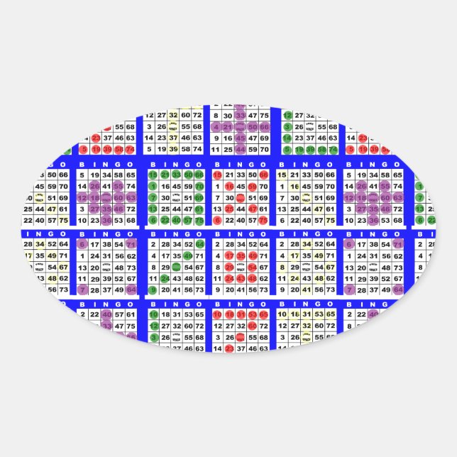 Pegatina Ovalada Patrones de juego de bingo grandes (Anverso)