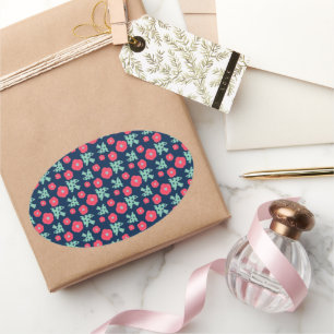 Pegatina Ovalada Pattern_7_camellia y bird_1