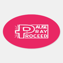 PEGATINA OVALADA PAUSA PRAY PROCEDE