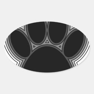 Pegatina Ovalada Paw De Perro Con Salidas