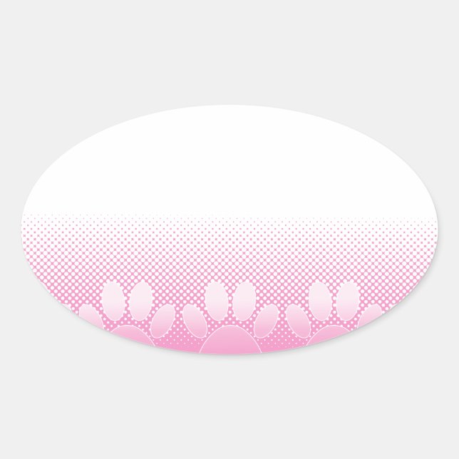 Pegatina Ovalada Paws Rosados Y Blancos Con Fondo De Prensa (Anverso)