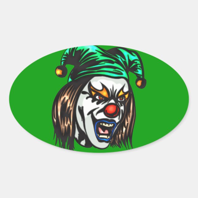 Pegatina Ovalada Payaso malvado traidor (Anverso)
