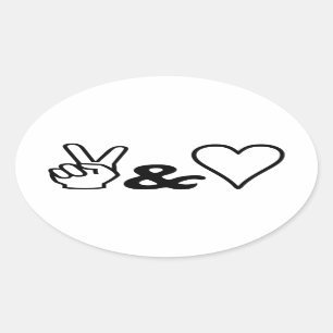 Pegatina Ovalada Paz y amor
