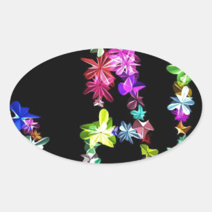 Pegatina Ovalada "PEACE" en la impresión de arte de flores