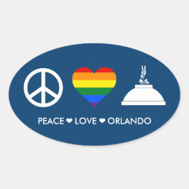 PEGATINA OVALADA PEACE LOVE ORLANDO