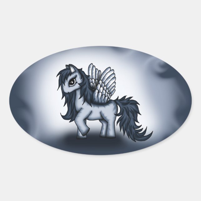 Pegatina Ovalada Pegasus Pony (Anverso)
