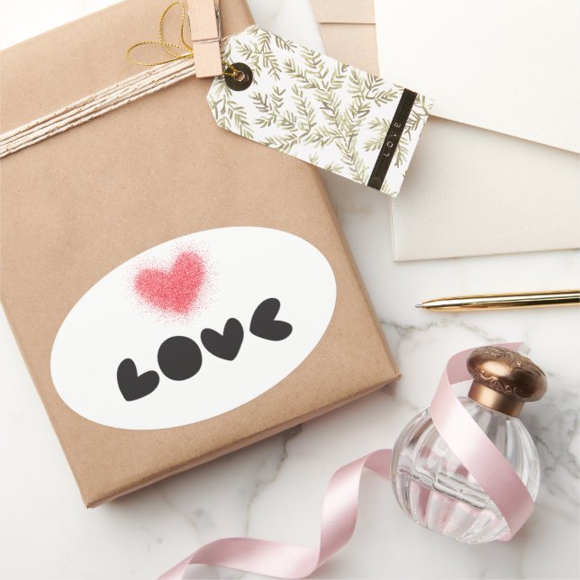 Pegatina Ovalada Pegatina, Líbano - Amor Rojo (Regalar)