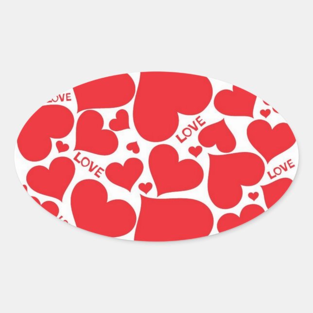 Pegatina Ovalada Pegatinas/amor y corazón de San Valentín (Anverso)
