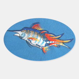 Pegatina Ovalada Pegatinas antiparachoques bubblepacífico, marlin d
