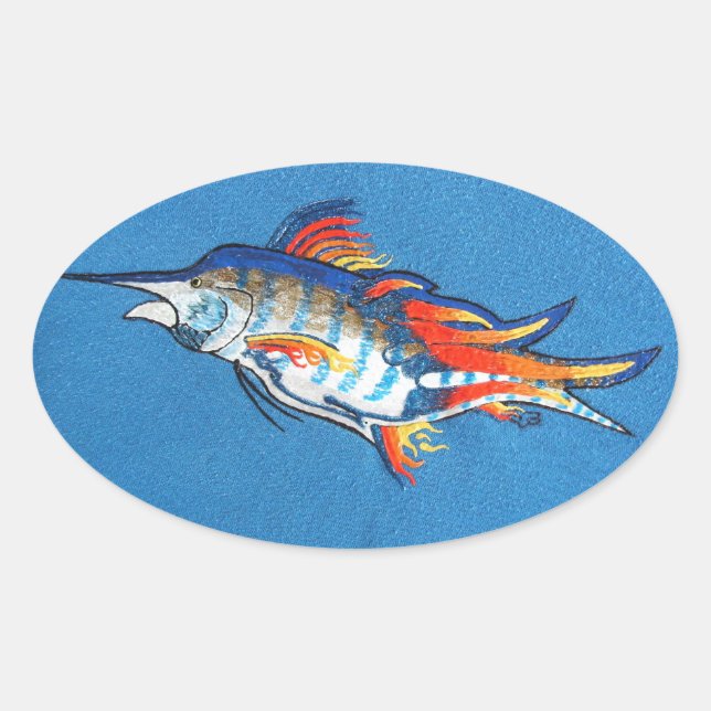 Pegatina Ovalada Pegatinas antiparachoques bubblepacífico, marlin d (Anverso)