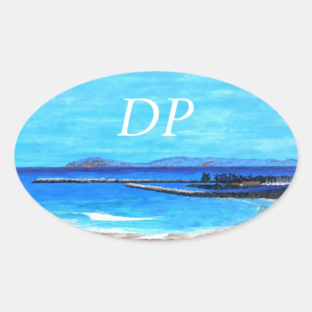 Pegatina Ovalada Pegatinas antiparachoques bubblepacífico, puerto o (Anverso)