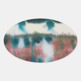 Pegatina Ovalada Pegatinas brillantes ovalados con edificio antiguo