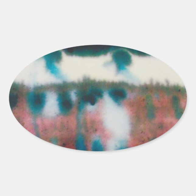 Pegatina Ovalada Pegatinas brillantes ovalados con edificio antiguo (Anverso)