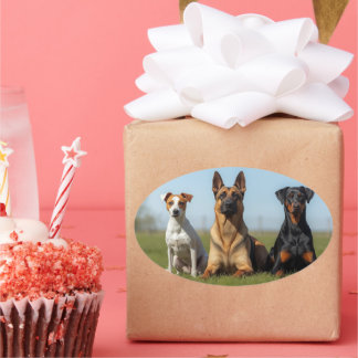 Pegatina Ovalada pegatinas con perros