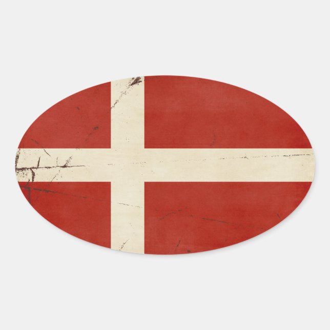 Pegatina Ovalada Pegatinas de Bandera de Dinamarca (Anverso)