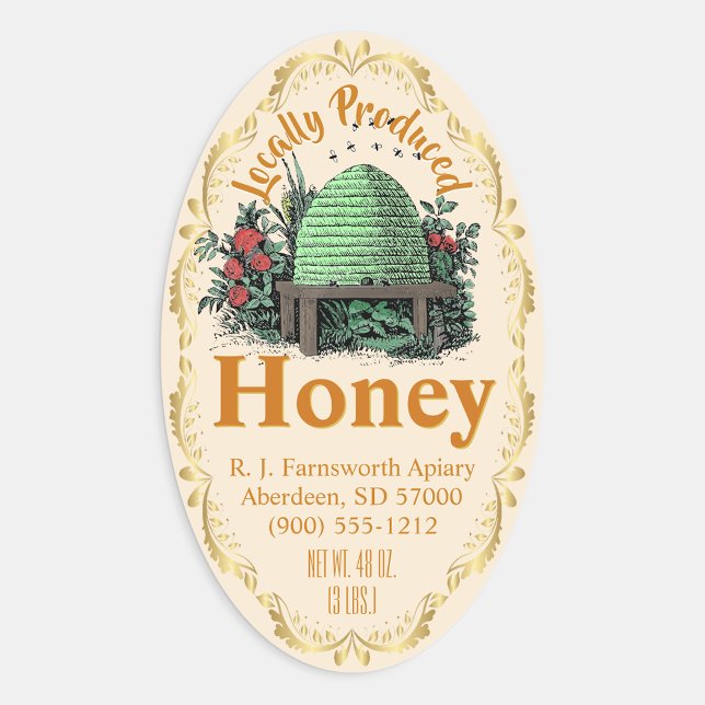 Pegatina Ovalada Pegatinas de Beehive Old White Honey Jar (Subido por el creador)