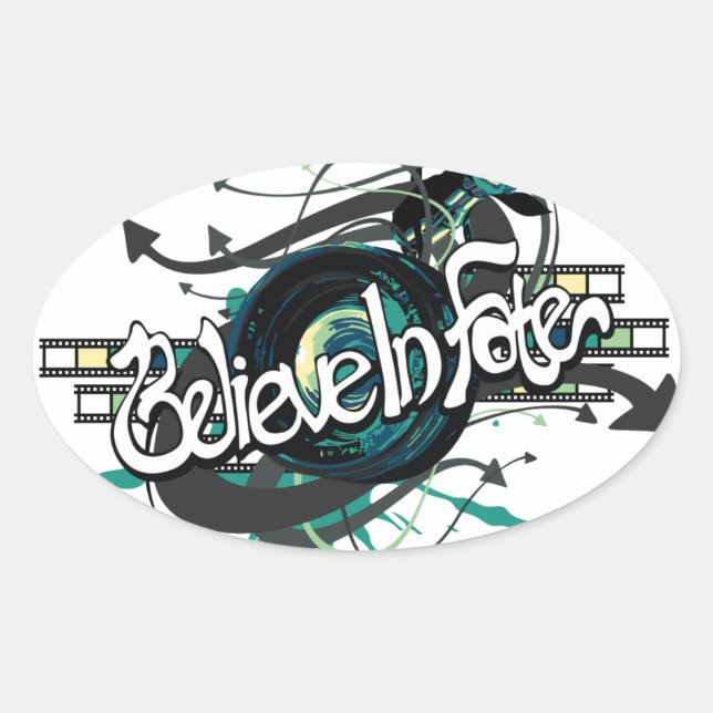 Pegatina Ovalada Pegatinas de BelieveInFate (Anverso)