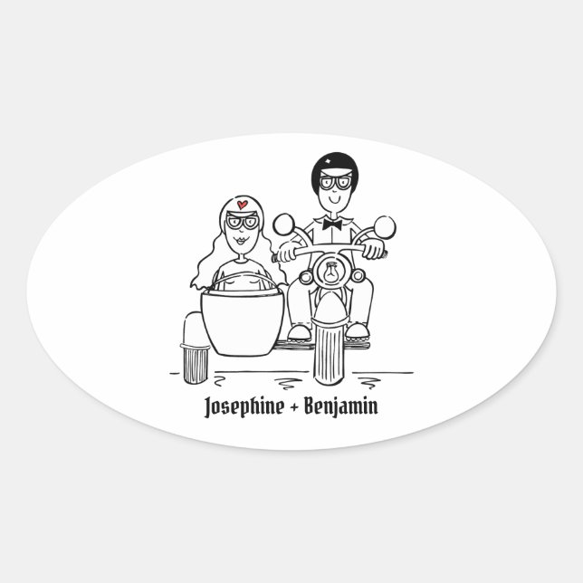 Pegatina Ovalada Pegatinas de bodas de motocicletas para motociclis (Anverso)