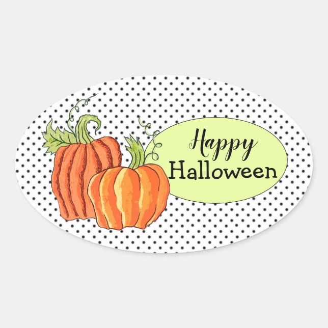 Pegatina Ovalada pegatinas de calabaza de Halloween (hoja de 4) (Anverso)