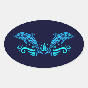 Pegatina Ovalada Pegatinas de delfines tribales